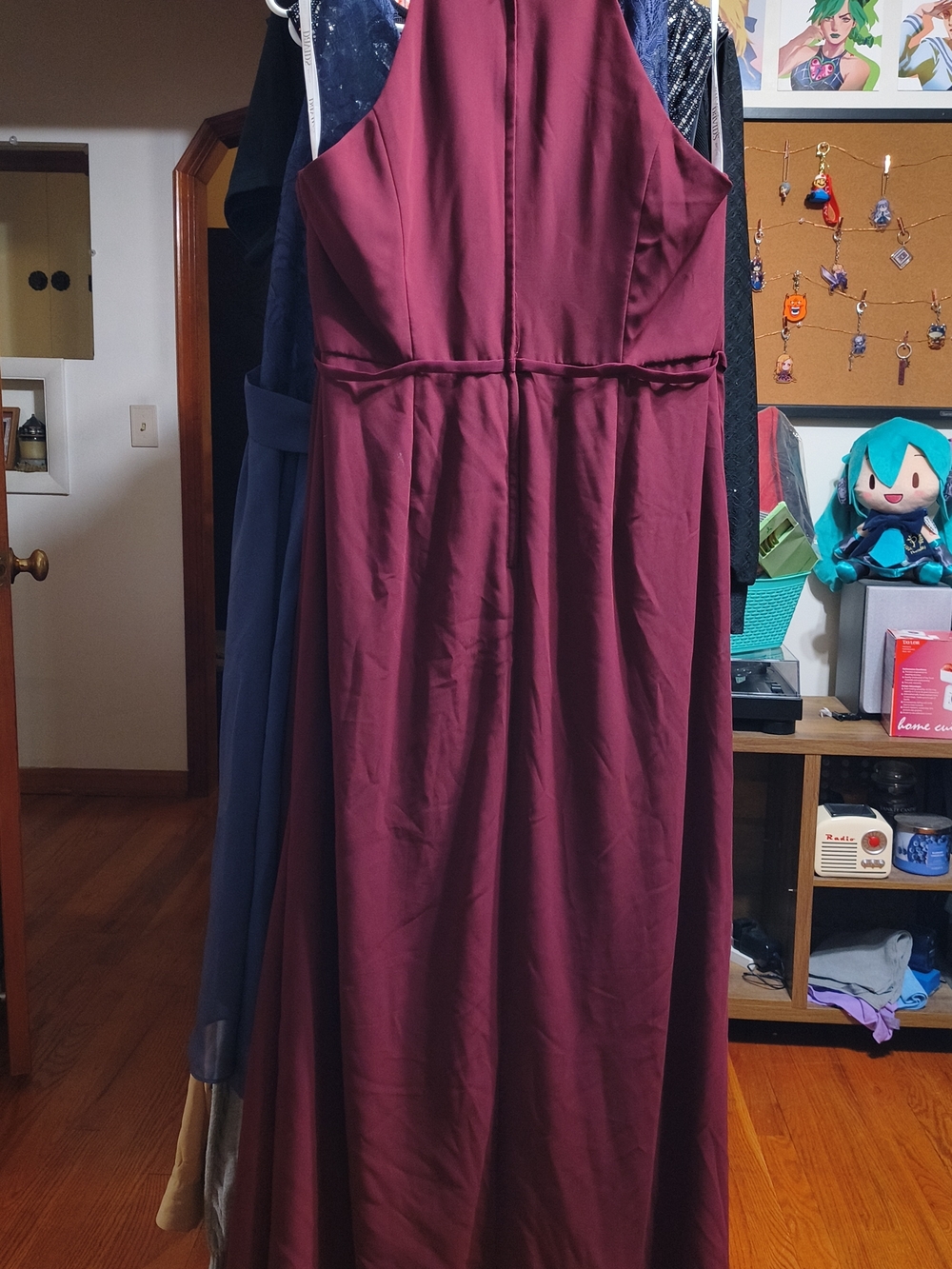 David's Bridal Wine Halter-Style Maxi Dress - Picture 2 of 4